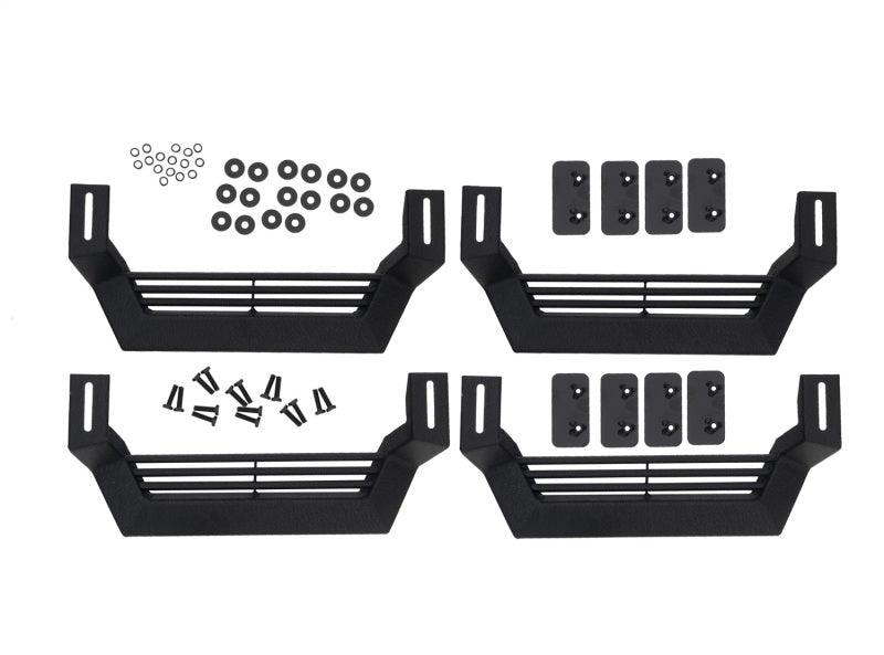 Rampage 1999-2019 Jeep Rock Rail Short Step Universal 4 Piece Set - Black - Corvette Realm