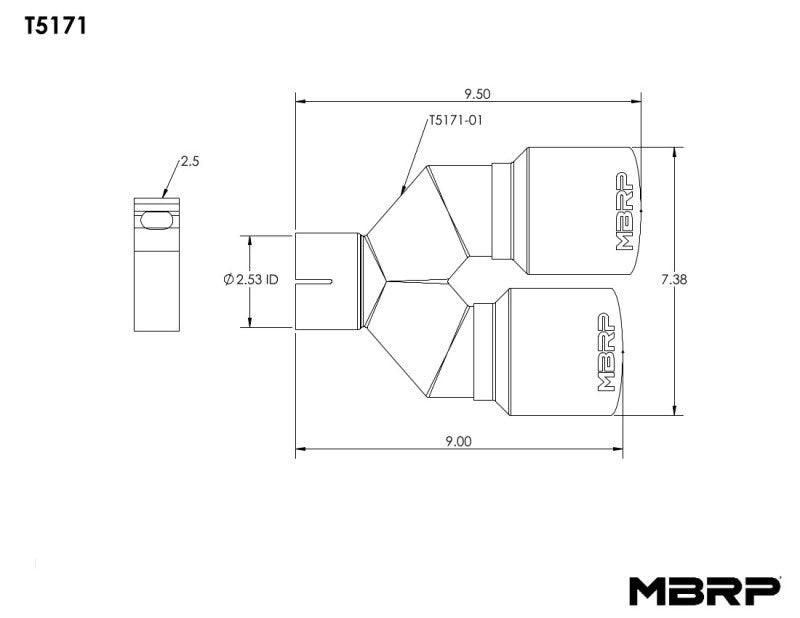 MBRP Universal T304 SS Dual Tip 3.5in OD/2.5in Inlet - Corvette Realm