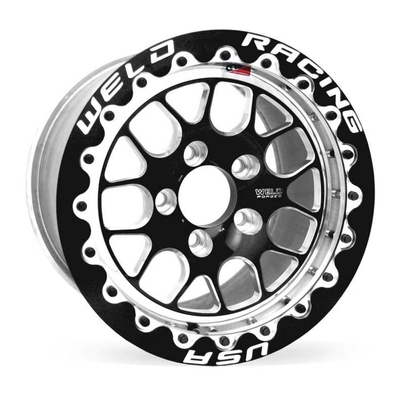 Weld S77 15x10.33 / 5x120mm BP / 7.5in. BS Black Wheel (Medium Pad) - Black Single Beadlock MT - Corvette Realm