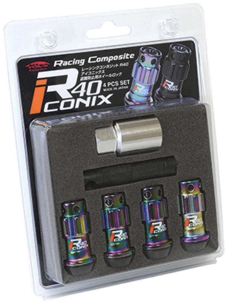 Project Kics 12X1.25 R40 Iconix Neochrome Lug Nut Lock Set - 4 - Corvette Realm