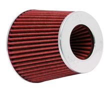 Load image into Gallery viewer, K&amp;N Universal Air Filter Chrome Round Tapered Red - 4in ID x 1.125in L x 5.5in H (Multi Lingual) - Corvette Realm