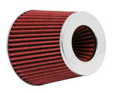 K&N Universal Air Filter Chrome Round Tapered Red - 4in ID x 1.125in L x 5.5in H (Multi Lingual)