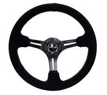 Load image into Gallery viewer, NRG Reinforced Steering Wheel (350mm / 3in. Deep) Blk Suede w/Red Stitching &amp; 5mm Spokes w/Slits - Corvette Realm