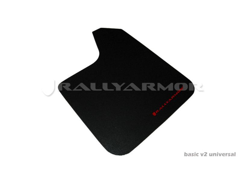 Rally Armor Universal Fit (No Hardware) Basic Black Mud Flap w/ Red Logo - Corvette Realm