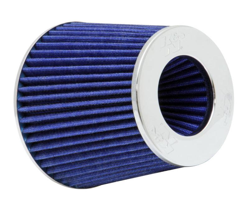 K&N Universal Air Filter Chrome Round Tapered Blue - 4in Flange ID x 1.125in Flange Length x 5.5in H - Corvette Realm