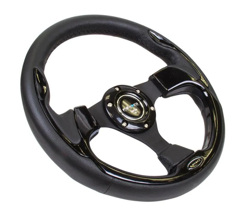 NRG Reinforced Steering Wheel (320mm) Blk w/Gloss Black Trim - Corvette Realm