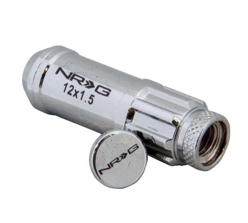 NRG 700 Series M12 X 1.5 Steel Lug Nut w/Dust Cap Cover Set 21 Pc w/Locks & Lock Socket - Silver - Corvette Realm