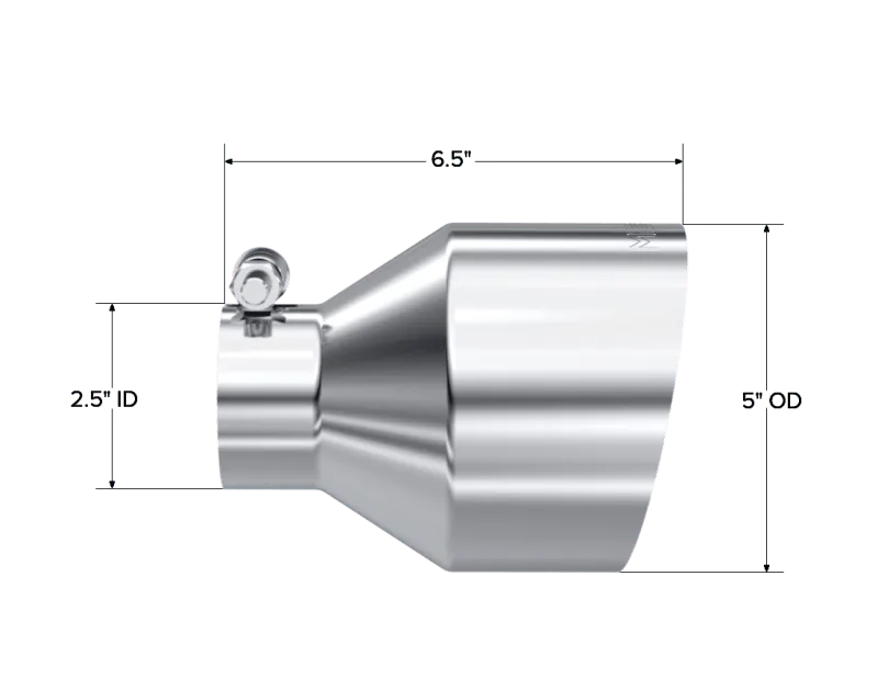 MBRP Universal T304 Stainless Steel Tip 2.5in ID / 5in OD Out / 6.5in Length Angle Cut Single Wall - Corvette Realm